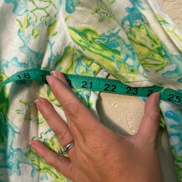 J Jill MEDTurtle 100% Linen 3/4 Sleeve Blouse tropical resortwear beach coastal - Picture 7 of 8